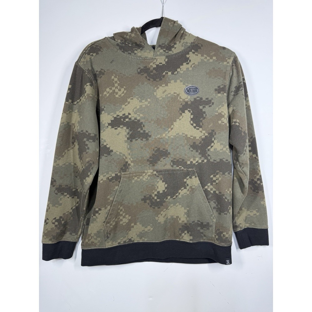 Vans Men Digital Camouflage Hoodie Sweatshirt Pullover Green Camo Sz Large